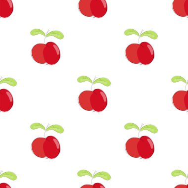 yeşil yaprak ile Seamless Modeli Kırmızı elma.