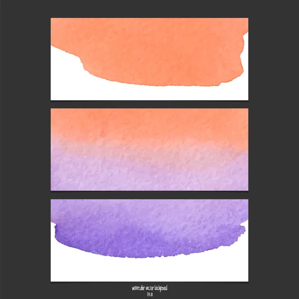 Bannières vectorielles avec aquarelle rouge et violet . — Image vectorielle