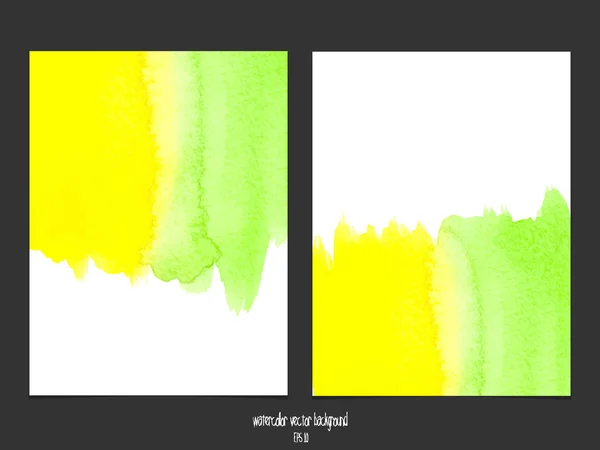 Vektorové pozadí s akvarel zelené a žluté. — Stockový vektor