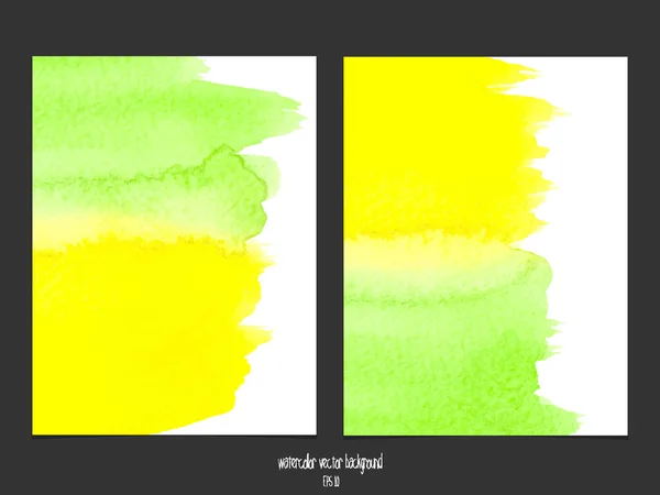 Fond vectoriel avec aquarelle verte et jaune . — Image vectorielle