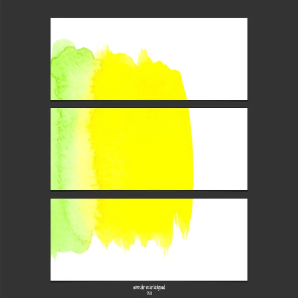 Bannières vectorielles avec aquarelle verte et jaune . — Image vectorielle