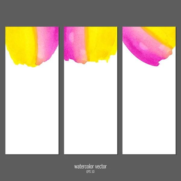 Vector banners with watercolor pink and yellow. — Wektor stockowy