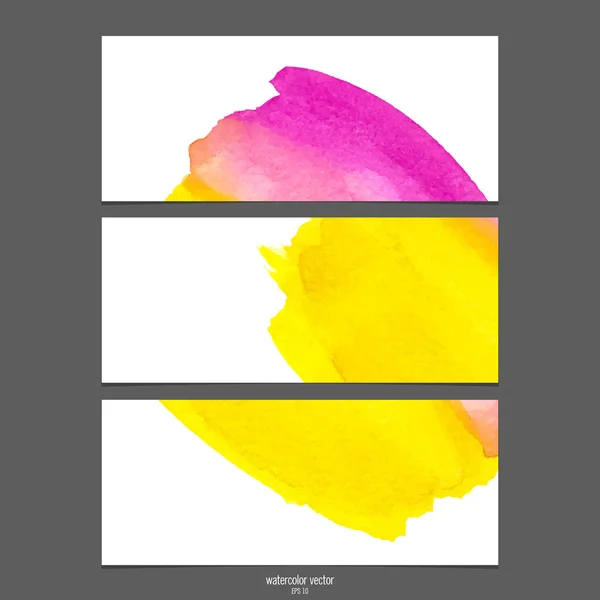 Vector banners with watercolor pink and yellow. — Wektor stockowy