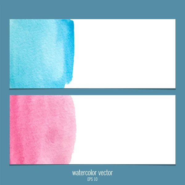 Bannières vectorielles aquarelle rose et bleu . — Image vectorielle
