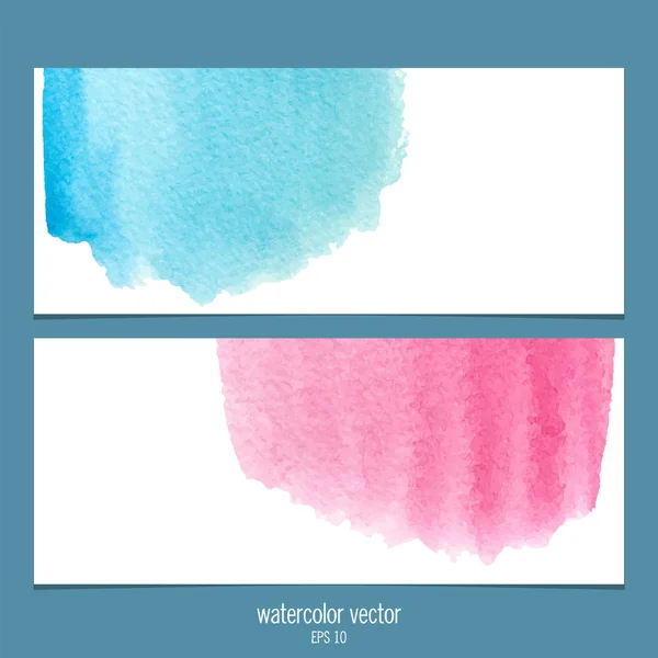 Akvarell vektor bannerek, rózsaszín és kék. — Stock Vector