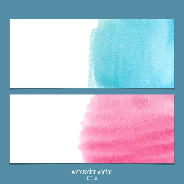 Aquarell-Vektorbanner rosa und blau. — Stockvektor