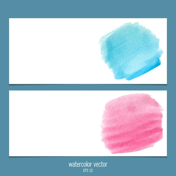 Aquarell-Vektorbanner rosa und blau. — Stockvektor