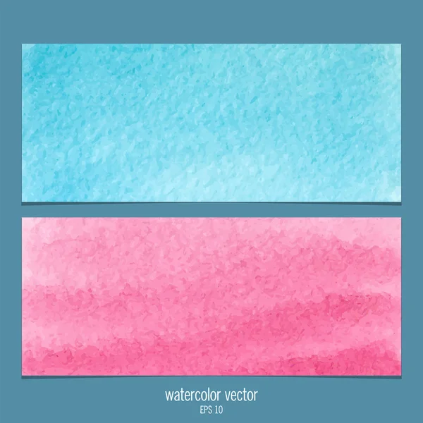 Aquarell-Vektorbanner rosa und blau. — Stockvektor