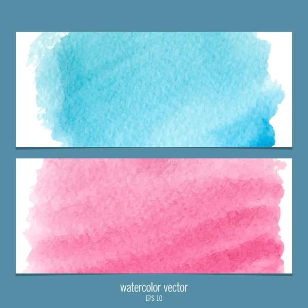 Aquarell-Vektorbanner rosa und blau. — Stockvektor