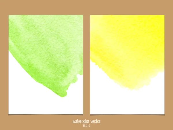 Groene en gele aquarel vector achtergrond — Stockvector