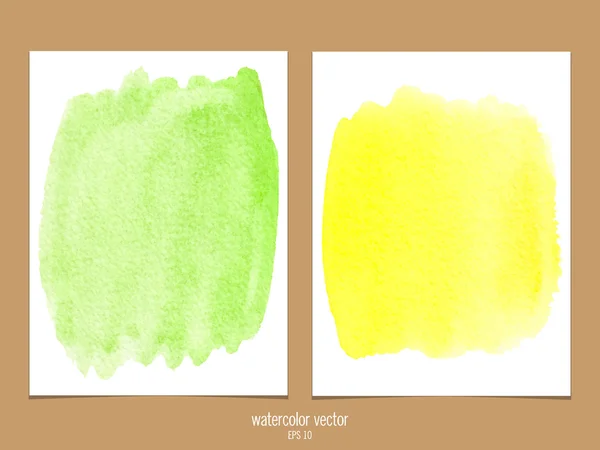 Verde e amarelo fundo vetor aquarela —  Vetores de Stock