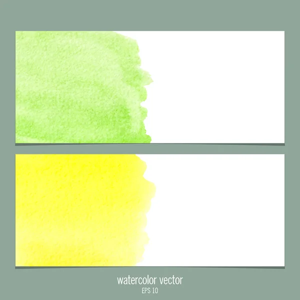 Bandiere vettoriali ad acquerello verdi e gialle — Vettoriale Stock