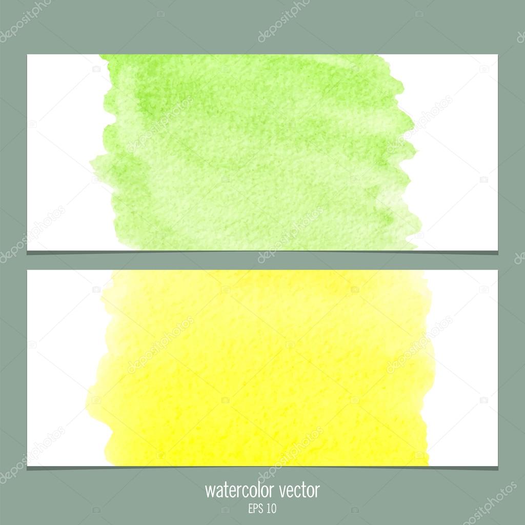 Watercolor vector banners green and yellow