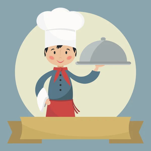 Chef tenant cloche d'argent . — Image vectorielle