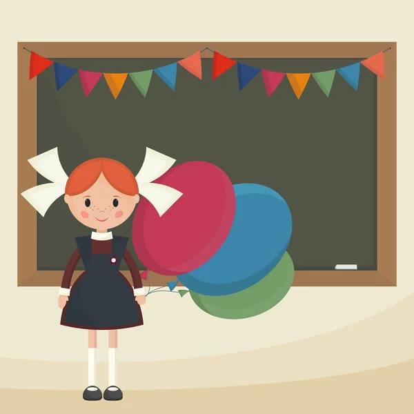 Balonlar ile kız öğrenci — Stok Vektör