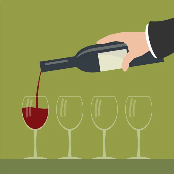 Servir vino . — Vector de stock