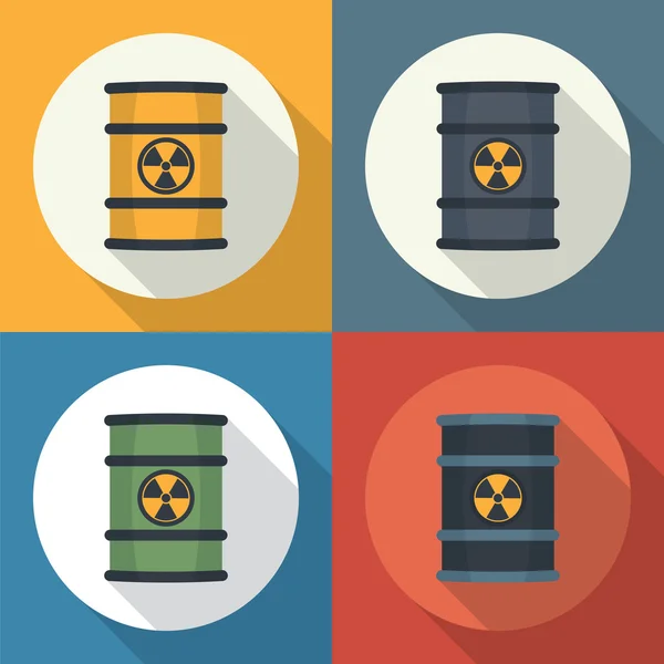 Radioactive waste in barrels . — Stock Vector