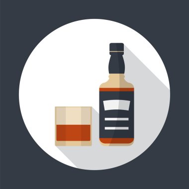 Viski şişe ve bardak viski simgesi.