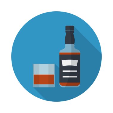 Viski şişe ve bardak viski simgesi.