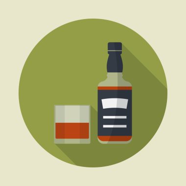 Viski şişe ve bardak viski simgesi.