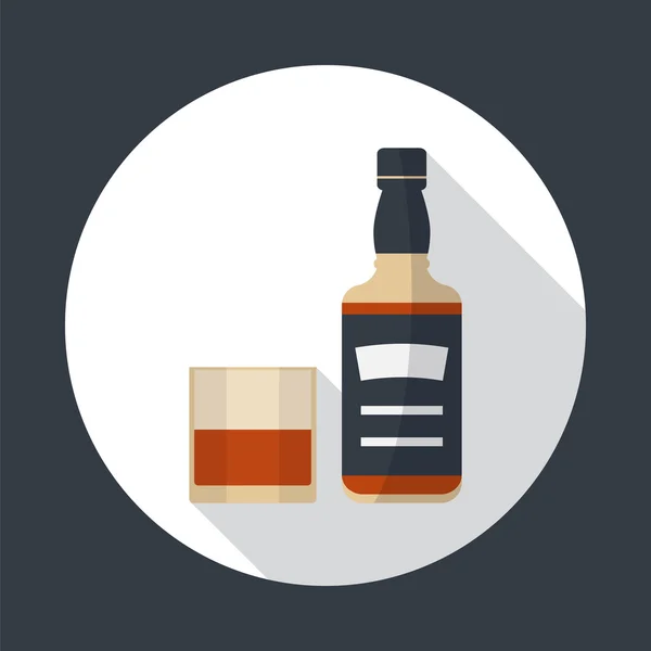 Botella de whisky y vaso de whisky icono . — Archivo Imágenes Vectoriales