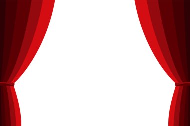 Kırmızı perde üzerinde beyaz bir arka plan açılan. 