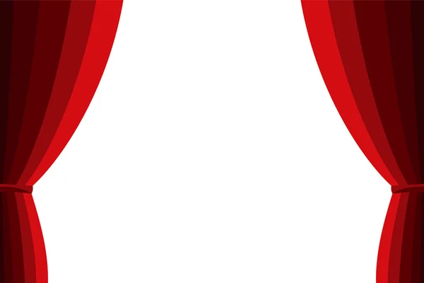 白い背景に開いた赤いカーテン. — ストックベクタ