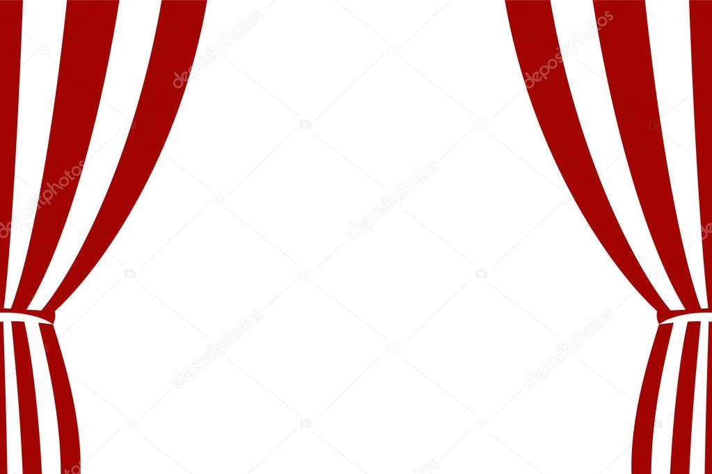 Red curtain opened on a white background. 
