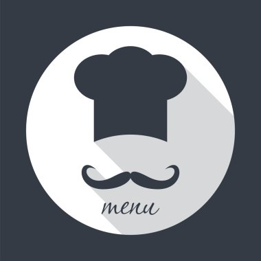 Big chef hat with mustache vector illustration. vector