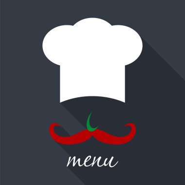 Big chef hat with mustache vector illustration. vector