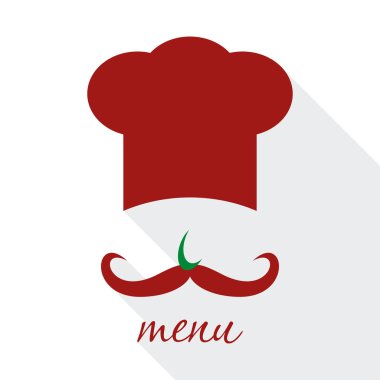 Big chef hat with mustache vector illustration. vector