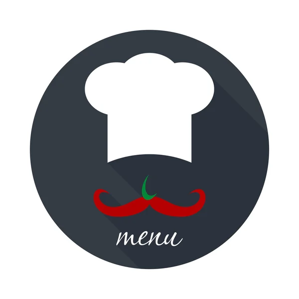 Gran sombrero de chef con ilustración vector bigote . — Vector de stock