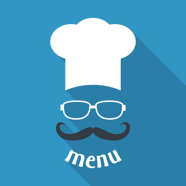 Hipster sombrero de chef con bigote y gafas . — Vector de stock