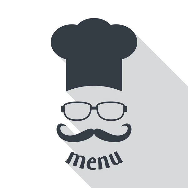 Hipster sombrero de chef con bigote y gafas . — Vector de stock