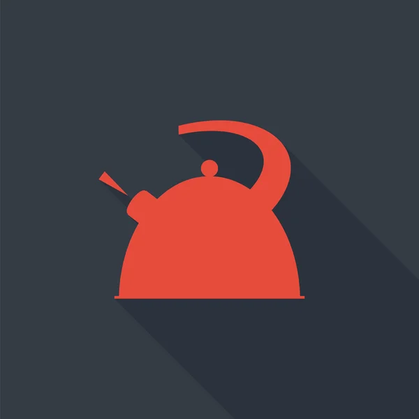 Boiling kettle with long shadow. — 스톡 벡터