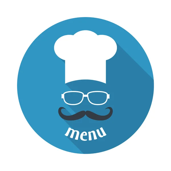 Hipster sombrero de chef con bigote y gafas . — Vector de stock