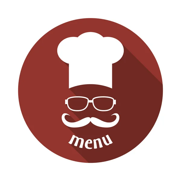 Hipster sombrero de chef con bigote y gafas . — Vector de stock