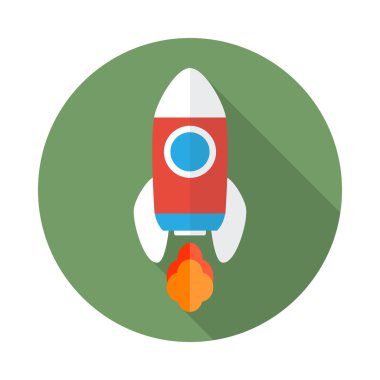 Roket düz simgesi. Start Up kavramı sembol.