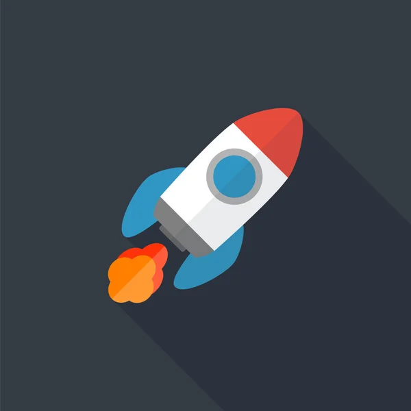 Icono plano cohete. Símbolo de concepto Start Up . — Vector de stock