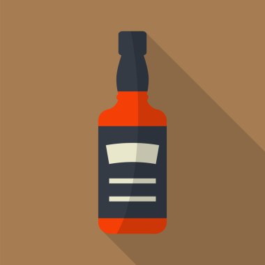 Viski şişesi kare düz simgesi.