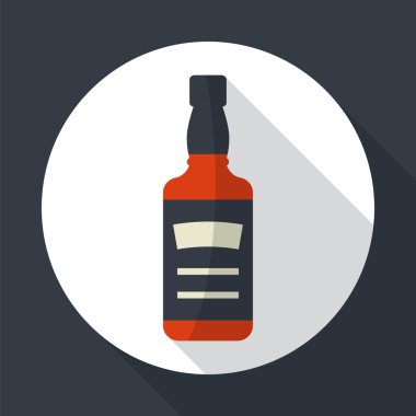 Viski şişesi yuvarlak düz simgesi.