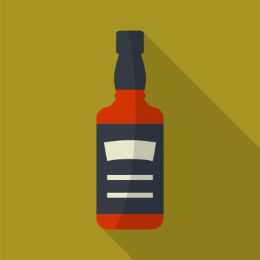 Viski şişesi kare düz simgesi.