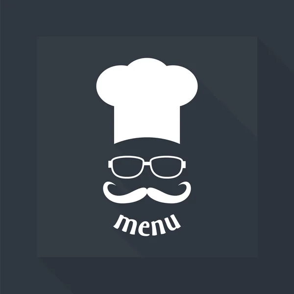 Chapéu de chef Hipster com bigode e óculos . — Vetor de Stock