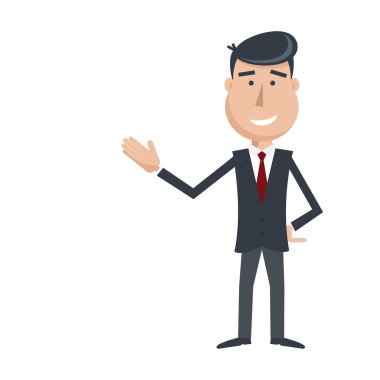 Komik erkek takım elbise ve kravat el el.