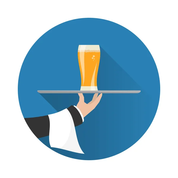 Servitören med glas öl — Stock vektor