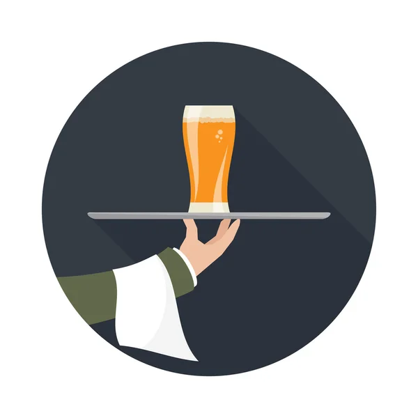Kellner mit einem Glas Bier — Stockvektor