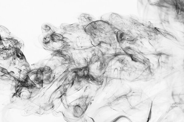 Abstract black smoke on a white background
