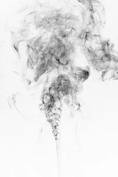 Abstract black smoke on a white background. — Stock Photo, Image