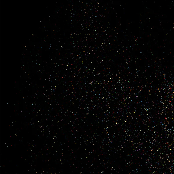 Explosão Colorida Confete Grainy Abstrato Textura Colorida Fundo Preto Elemento — Vetor de Stock