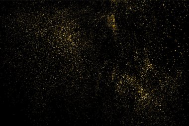 Siyah arka planda altın rengi parıltı dokusu. Tatil geçmişi. Altın konfeti patlaması. Siyah arkaplandaki altın taneli soyut doku. Tasarım elemanı. Vektör illüstrasyonuName.